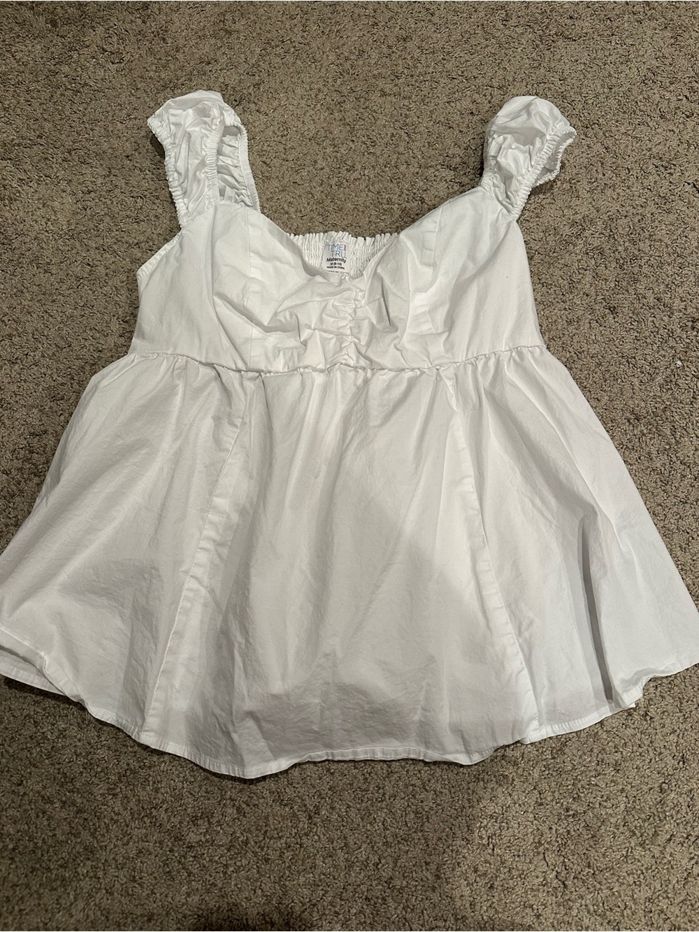 Time and Tru White Ruffled Strap Peplum Tank Top